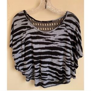 Love J zebra print cropped blouse too animal lace